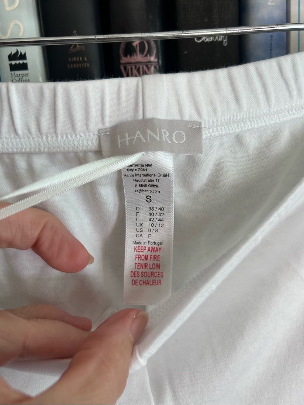 Hanro Moments White Mercerized Cotton Pajama Pants Sz Small Elastic Waist - Picture 8 of 8